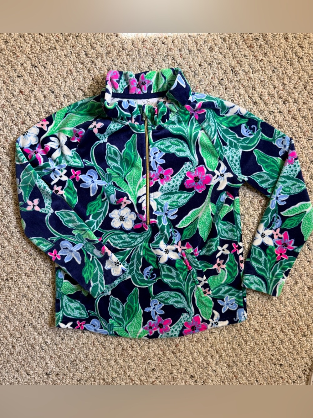Lilly Pulitzer Girls Velour Skipper Popover | Tropical Floral | Size L 8-10